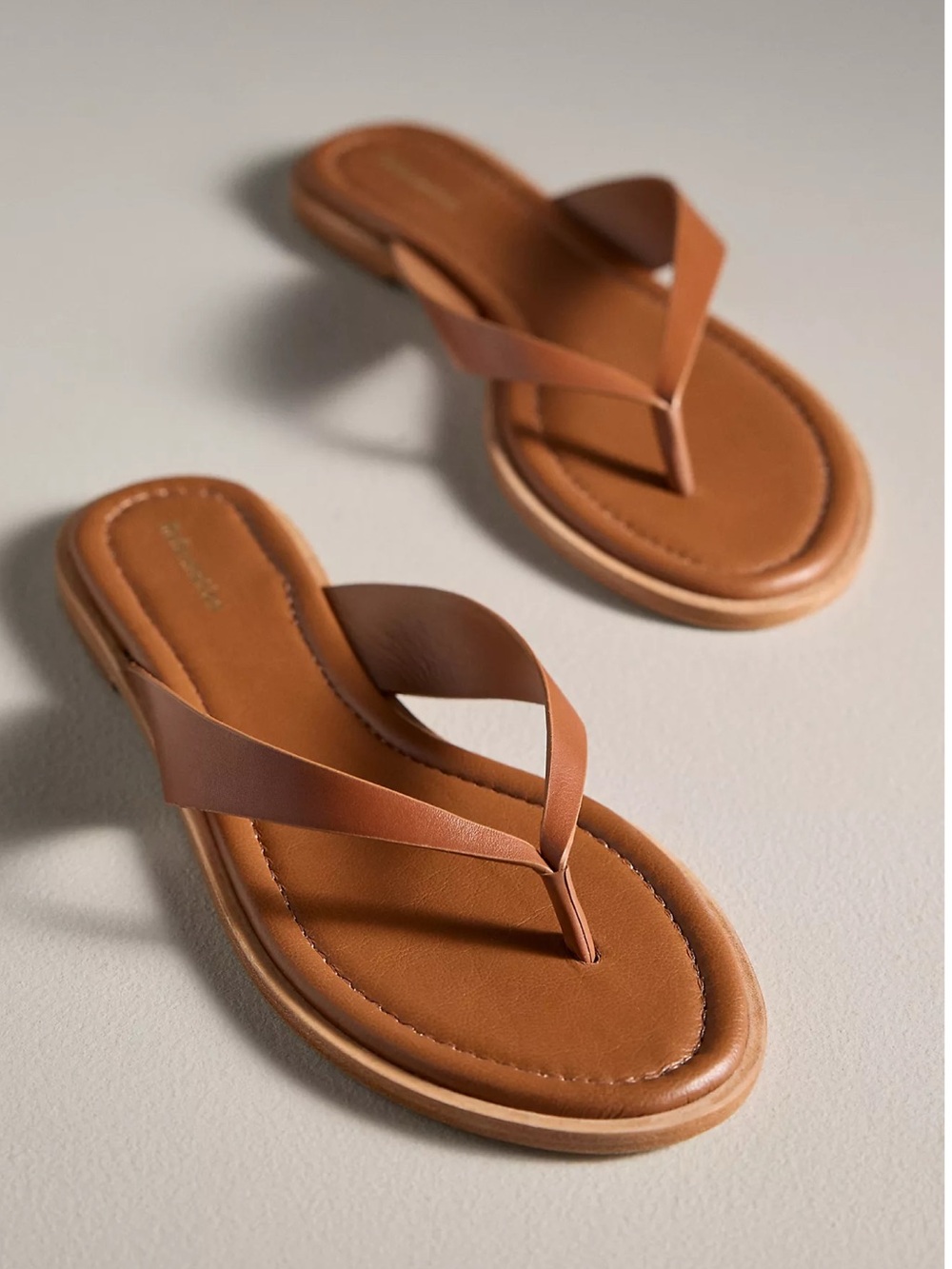 New Reformation Jessie Thong Flat Sandals Brown Womens 8